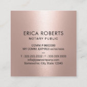 Notare öffentliche Briefmarke Moderne Rose Gold Me Quadratische Visitenkarte (Rückseite)
