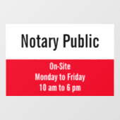 Notare Public Bright Red Black & White Template Fensteraufkleber (Blatt)