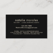 Notare Public Loan Agent Modernes Black & Gold Visitenkarte (Rückseite)