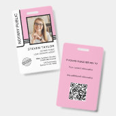 Notare Public Loan Signature Agent ID Abzeichen Ausweis (Vorder- & Rückseite)