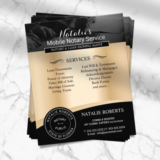 Notare Public Loan Signing Agent Black & Gold Flyer