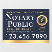 Notare Public Loan Signing Agent Dark Blue Gold Fensteraufkleber (Blatt)
