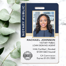 Notare Public Loan Signing Agent ID Blue Gold Ausweis