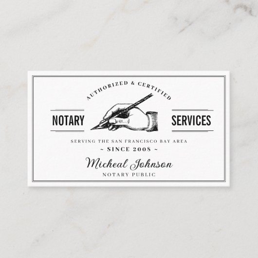 Notare Services Beruflich Vintag anpassbar Visitenkarte (Vorderseite)