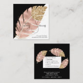 Notare Services Rosa Gold Glitzer Chic Black Quadratische Visitenkarte (Vorne/Hinten)