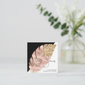 Notare Services Rosa Gold Glitzer Chic Black Quadratische Visitenkarte (Stehend Vorderseite)