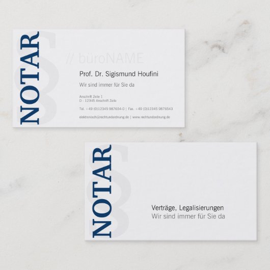 Notare Visitenkarte (Vorne/Hinten)