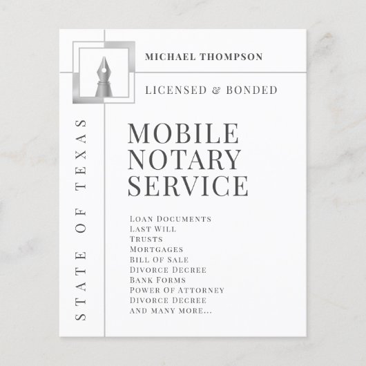 Notaren-Flyer in silberfarbener Tinte Flyer (Vorne)