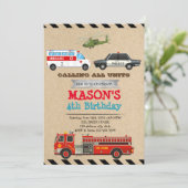 Notarfahrzeuge Einladung zum Geburtstag (Stehend Vorderseite)