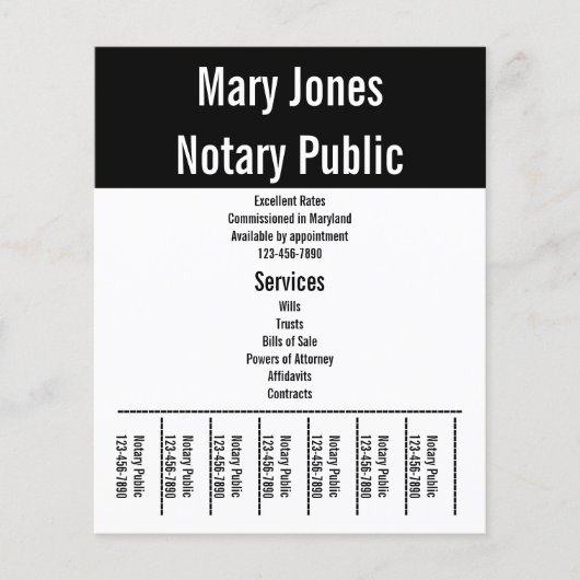 Notarie Telefondienste für Schwarz und Weiß Flyer (Vorne)