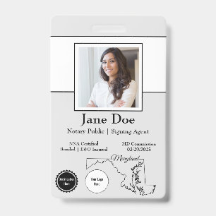 Notarielle Urkunde des Bundesstaates Maryland mit  Ausweis