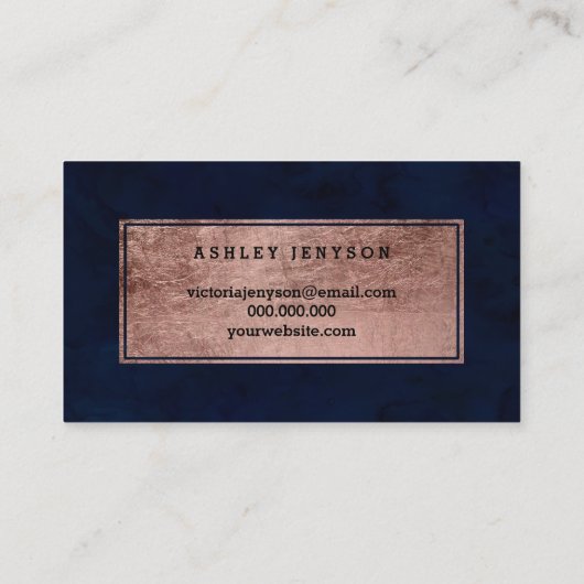 Notarische Rose Goldtypografie Blau Visitenkarte (Rückseite)