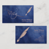Notarische Rose, vergoldete Schreibfeder Visitenkarte (Vorne/Hinten)