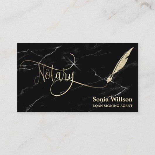 Notarische Rose, vergoldete Schreibfeder Visitenkarte (Vorderseite)