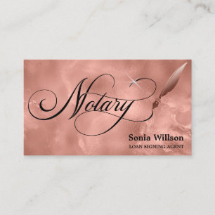 Notarische Rose, vergoldete Schreibfeder Visitenkarte