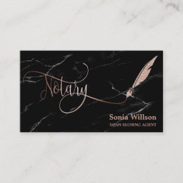 Notarische Rose, vergoldete Schreibfeder Visitenkarte
