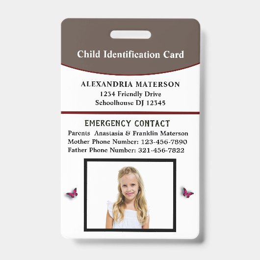 Notarkarte für Kinder-ID Ausweis (Vorderseite)