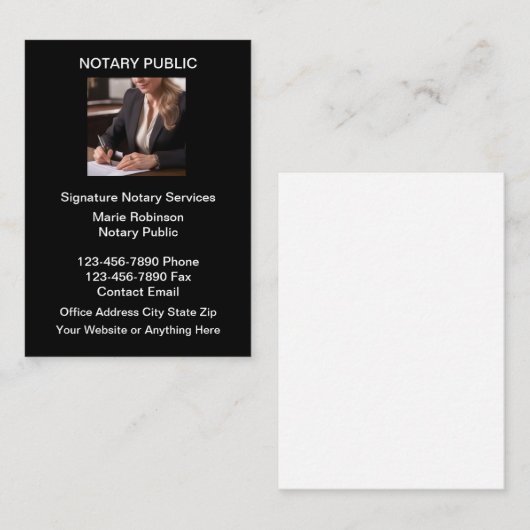 Notarkarten für öffentliche Unternehmen Visitenkarte (Vorne/Hinten)
