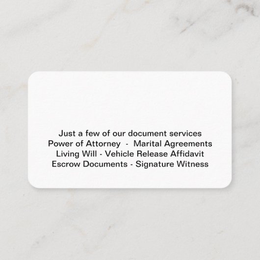 Notarkarten Visitenkarte (Rückseite)