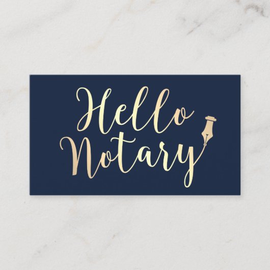 Notarkredit Signieren Agent Elegant Navy Gold Visitenkarte (Vorderseite)