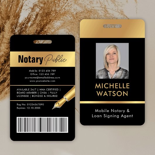 Notarkredit Signieren Agent Foto ID Black & Gold Ausweis