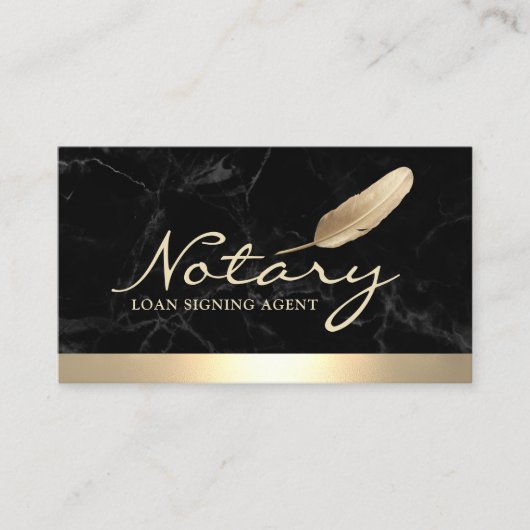 Notarkredit Signieren Agent Gold Border Black Marb Visitenkarte (Vorderseite)
