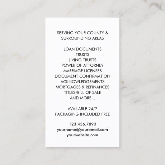 Notarkredit Signieren Agent ID Black Gold Visitenkarte (Rückseite)