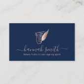 Notarkredit Signieren Agent Rose Gold Quill Navy Visitenkarte (Vorderseite)