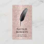Notarkredit Signierung Agent Black Quill Rose Gold Visitenkarte (Vorderseite)