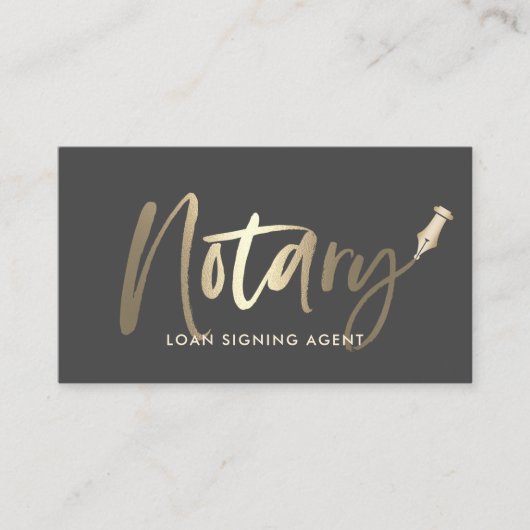 Notarkredit Signierung Agent Gold Typografie Gray Visitenkarte (Vorderseite)