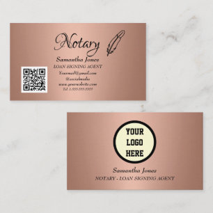 Notarkredit Signierung Agent QR Code Rose Gold Visitenkarte