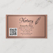 Notarkredit Signierung Agent QR Code Rose Gold Visitenkarte (Vorderseite)