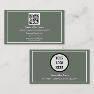 Notarkredit Signierung Agent QR Code Sage Green Visitenkarte