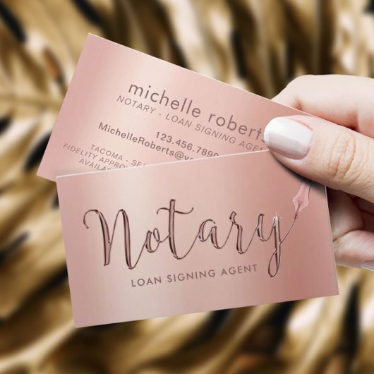 Notarkredit Signierung Agent Rose Gold Typografie Visitenkarte