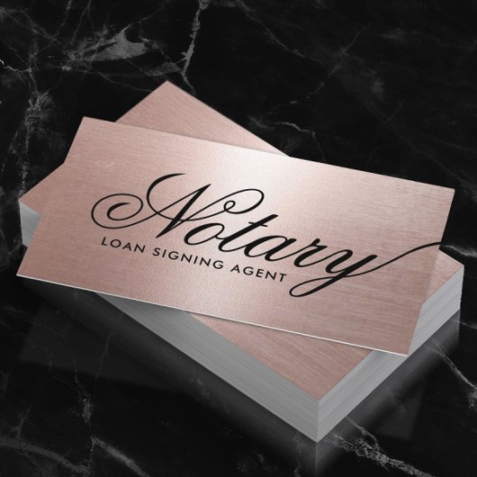 Notarkredit Signierung Agent Typografie Rose Gold Visitenkarte