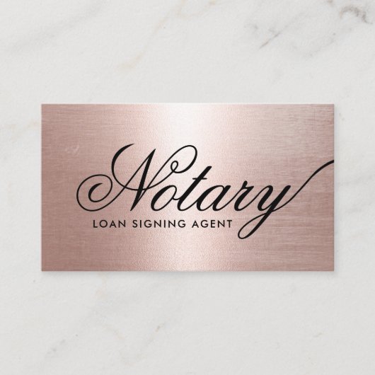 Notarkredit Signierung Agent Typografie Rose Gold Visitenkarte (Vorderseite)