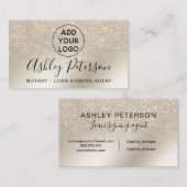 Notarlogo Perle Glitzer Elfenbein Ober Gold Visitenkarte (Vorne/Hinten)