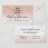 Notarlogo Rose aus Marmor  Gold Glitzer Visitenkarte (Vorne/Hinten)