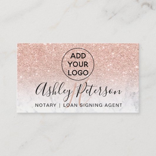 Notarlogo Rose aus Marmor  Gold Glitzer Visitenkarte (Vorderseite)