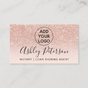Notarlogo typografie blush Rose Gold Glitzer Visitenkarte