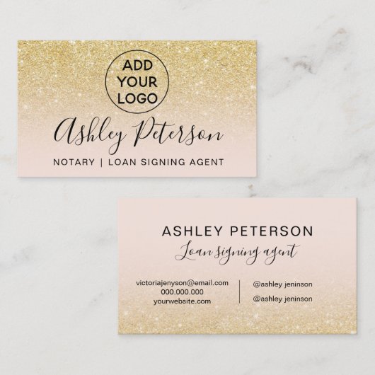 Notarlogo typografie rot-schick-gold Glitzer Visitenkarte (Vorne/Hinten)