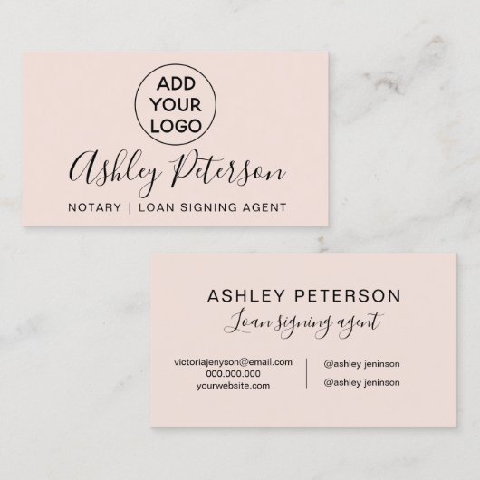 Notarlogo typografisch pink minimalistisch elegant visitenkarte (Vorne/Hinten)