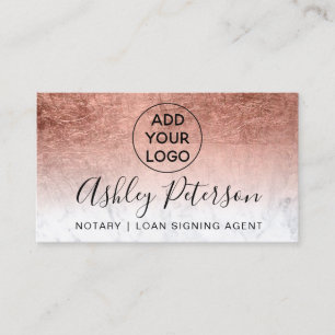 Notarlogo typografisches Marmor Rose Goldfolie Visitenkarte