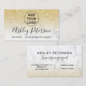 Notarlogotypographiemarmor Chic-GoldGlitter Visitenkarte (Vorne/Hinten)