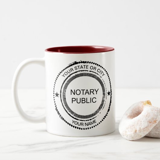 Notarname des öffentlichen Not leidenden Siegels S Zweifarbige Tasse (Mit Donut)