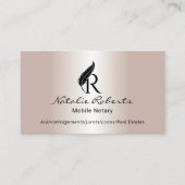 Notarsignatur Agent Feather Monogram Rose Gold Visitenkarte (Vorderseite)