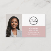 Notarsignatur Agent Foto Logo QR Code Dusty Pink Visitenkarte (Vorderseite)