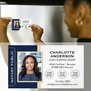 Notarsignatur im klassischen Stil - Agent ID Blue Magnetische Visitenkarte