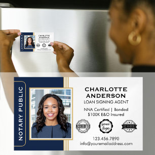 Notarsignatur im klassischen Stil - Agent ID Blue  Magnetische Visitenkarte