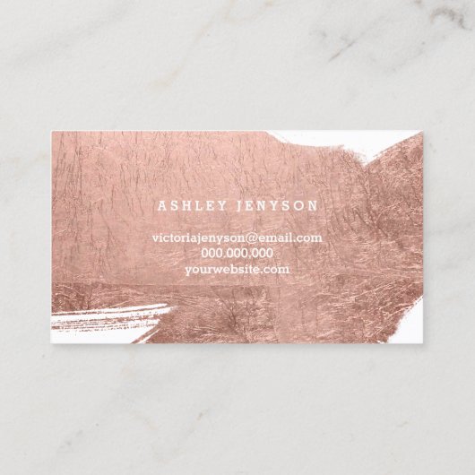Notartypographie-Rosengoldbrushstrokeminimalist Visitenkarte (Rückseite)
